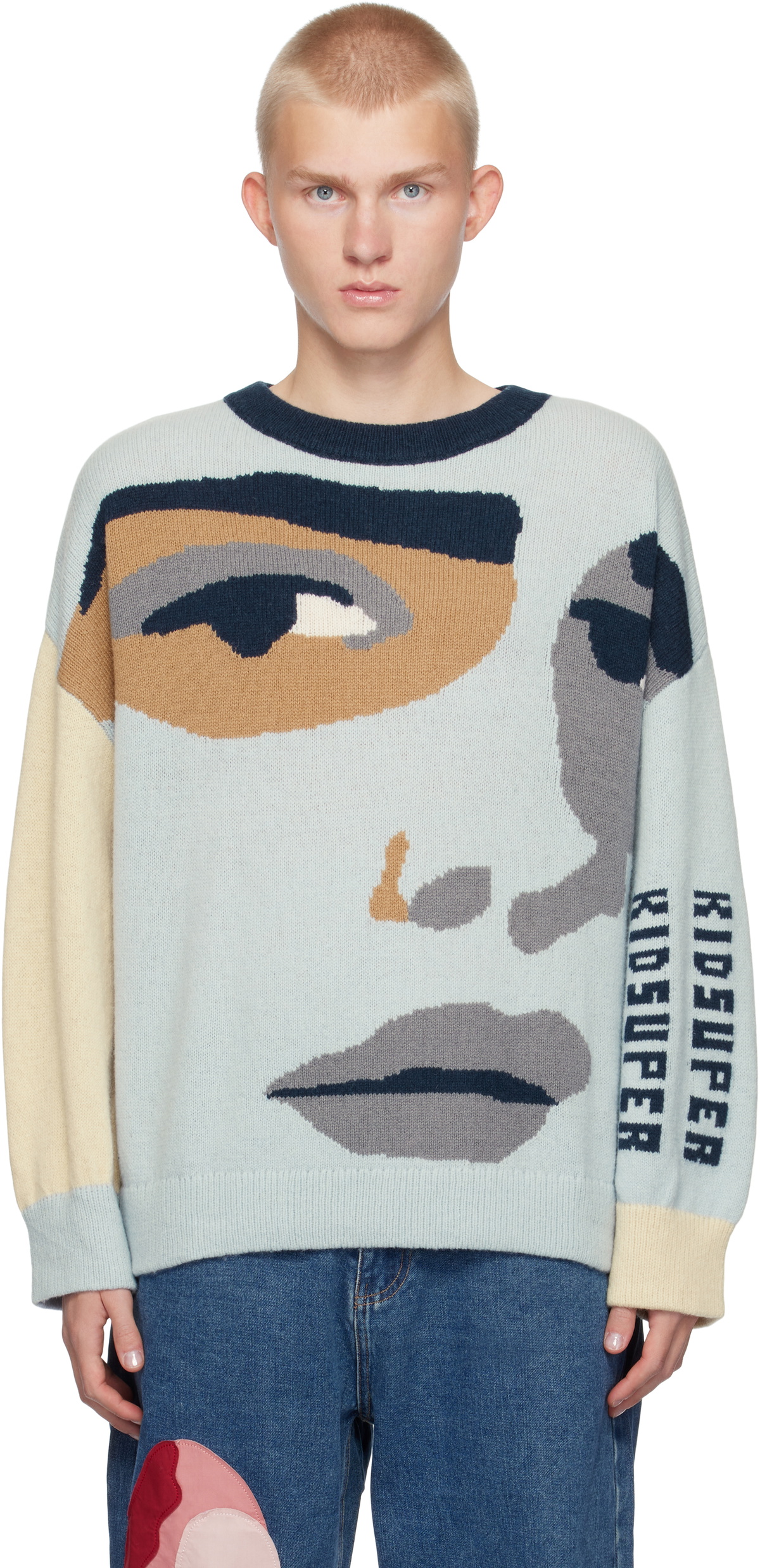 KidSuper Blue Face Boxy Sweater