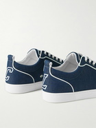 Christian Louboutin - Varsijunior Leather-Trimmed Embroidered Denim Sneakers - Blue