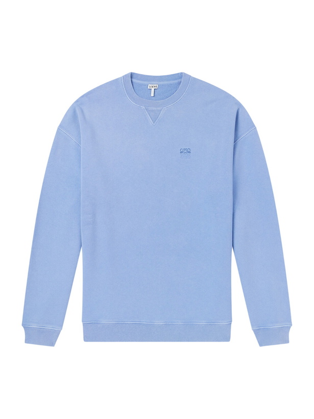 Photo: LOEWE - Anagram-Embroidered Cotton-Jersey Sweatshirt - Blue