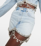 Area - Crystal-embellished denim miniskirt