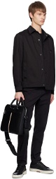 BOSS Black Faux-Leather Signature Stripe Trim Briefcase