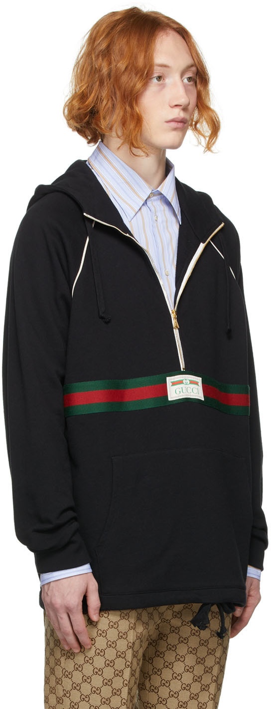 Gucci Black French Terry Half-Zip Hoodie Gucci