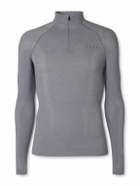 Falke - Printed Virgin Wool-Blend Jersey Half-Zip Ski Base Layer - Gray