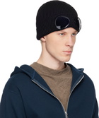 C.P. Company Black Cotton Goggle Beanie