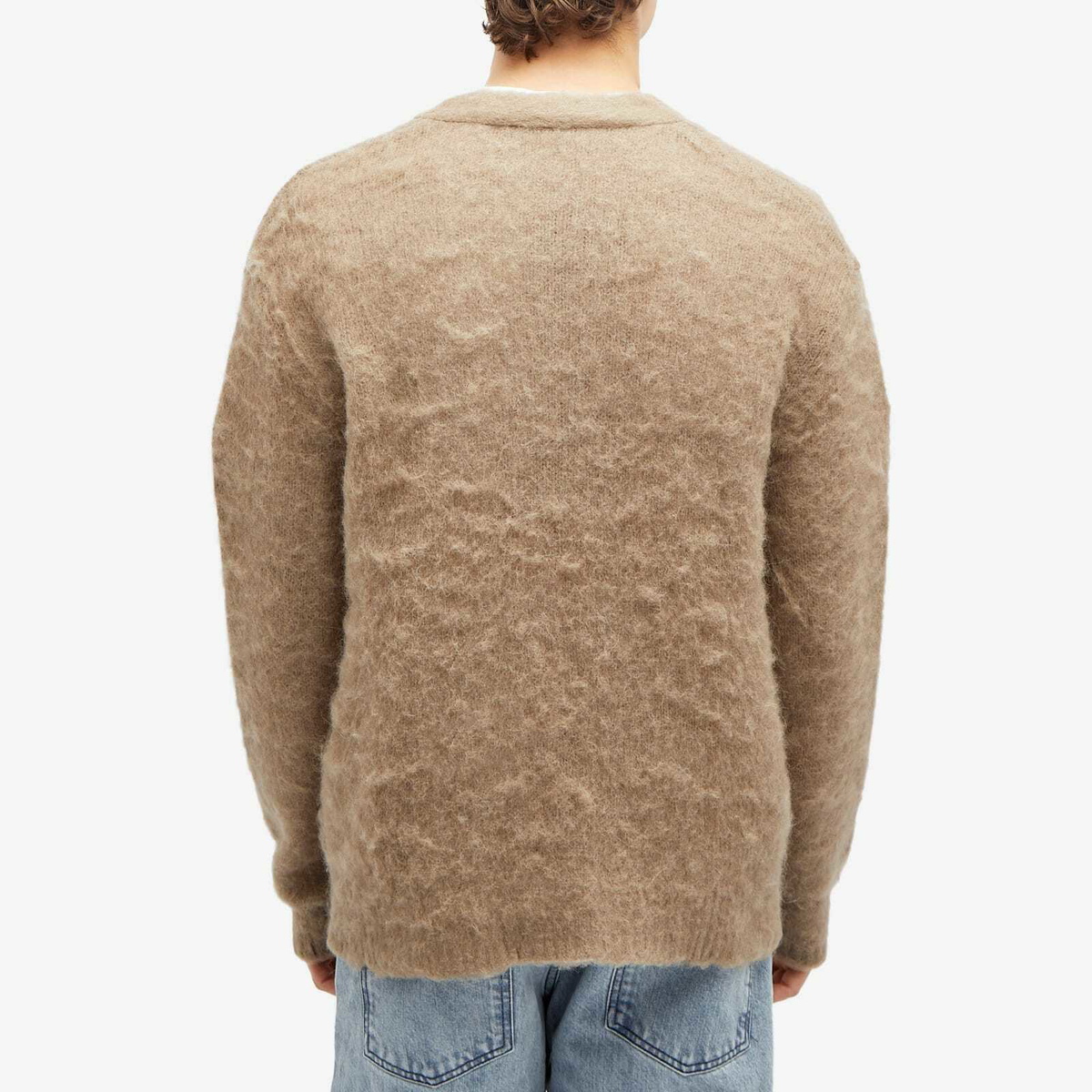 Wood Wood Men's True Mohair Cardigan in Acorn Wood Wood