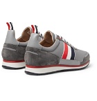 Thom Browne - Grosgrain and Suede-Trimmed Nylon Sneakers - Dark gray