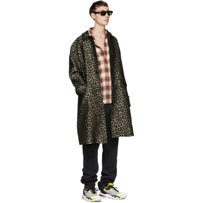 Adaptation Black and Beige Leopard Vintage Trench Coat