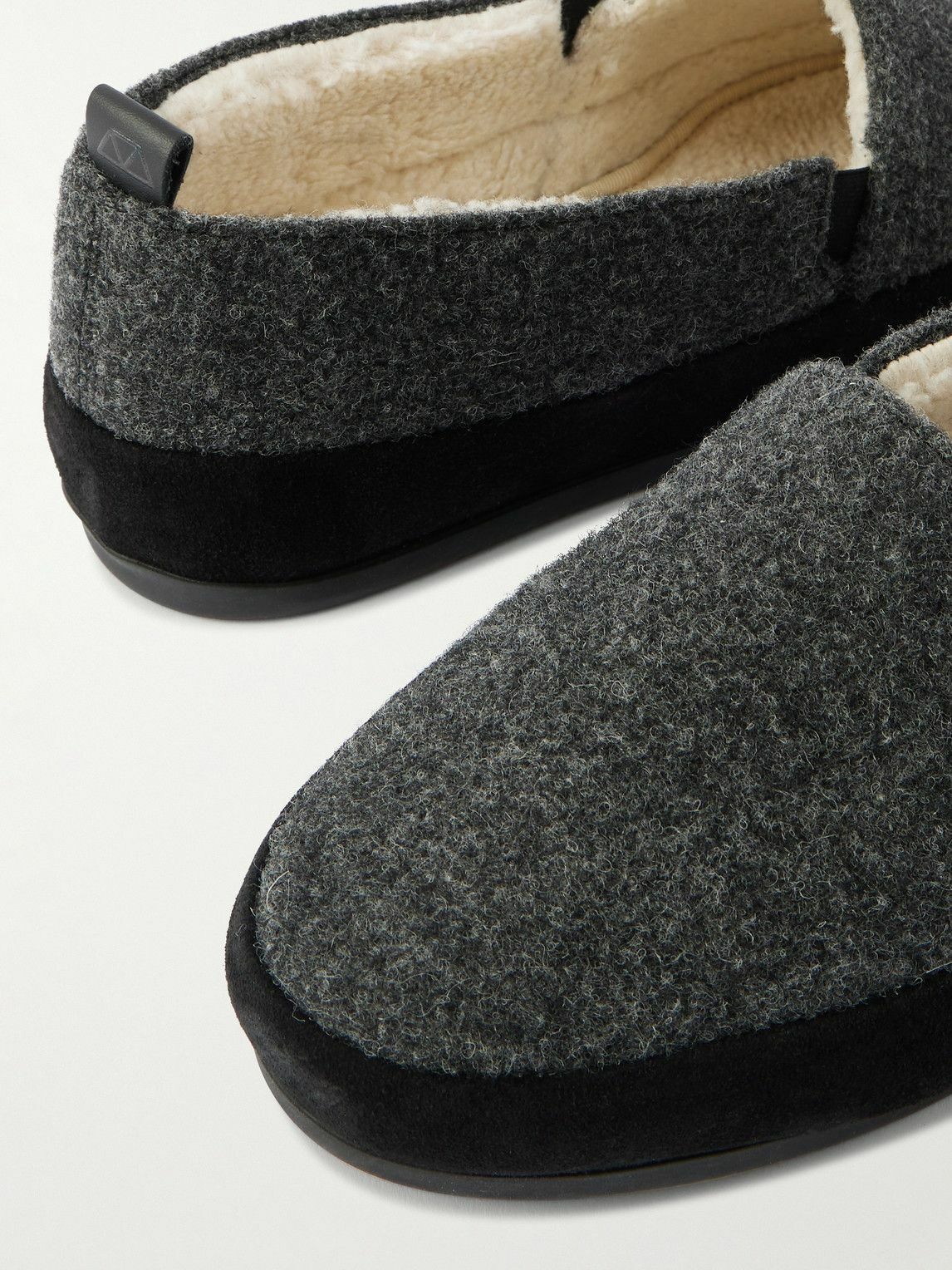 Mulo - Plush-Lined Suede-Trimmed Wool Loafers - Gray