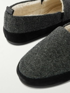 Mulo - Plush-Lined Suede-Trimmed Wool Loafers - Gray