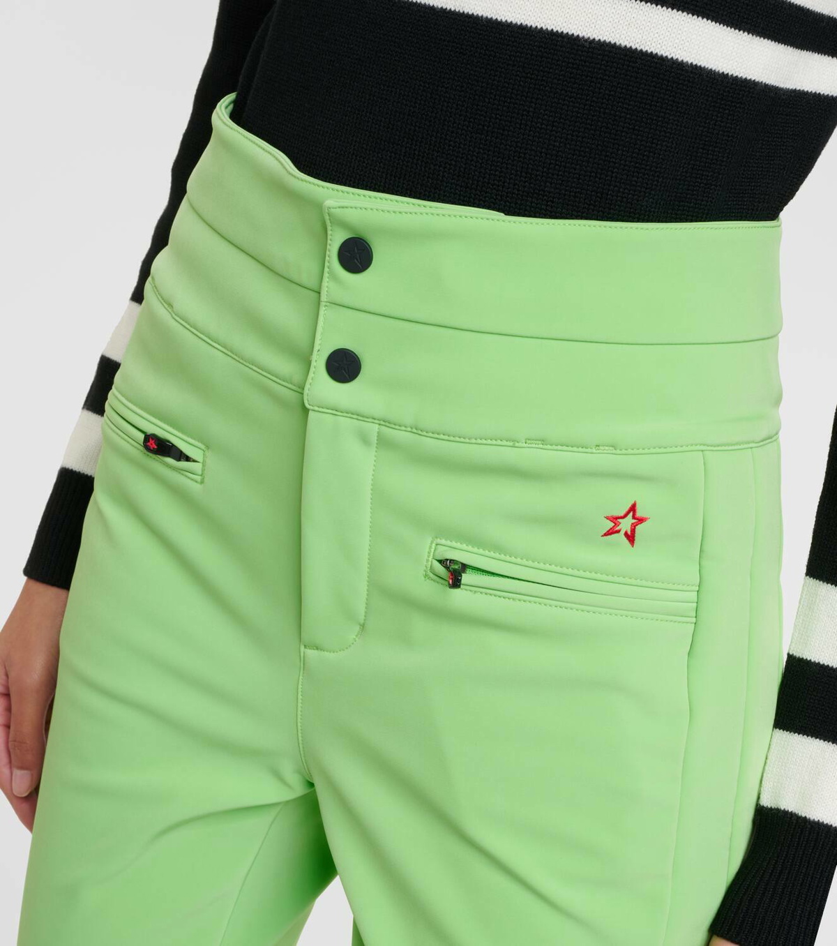 Green Aurora corduroy high-waist flared ski trousers, Perfect Moment