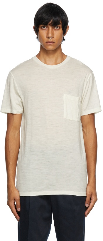 Photo: King & Tuckfield Off-White Merino Wool Pocket T-Shirt