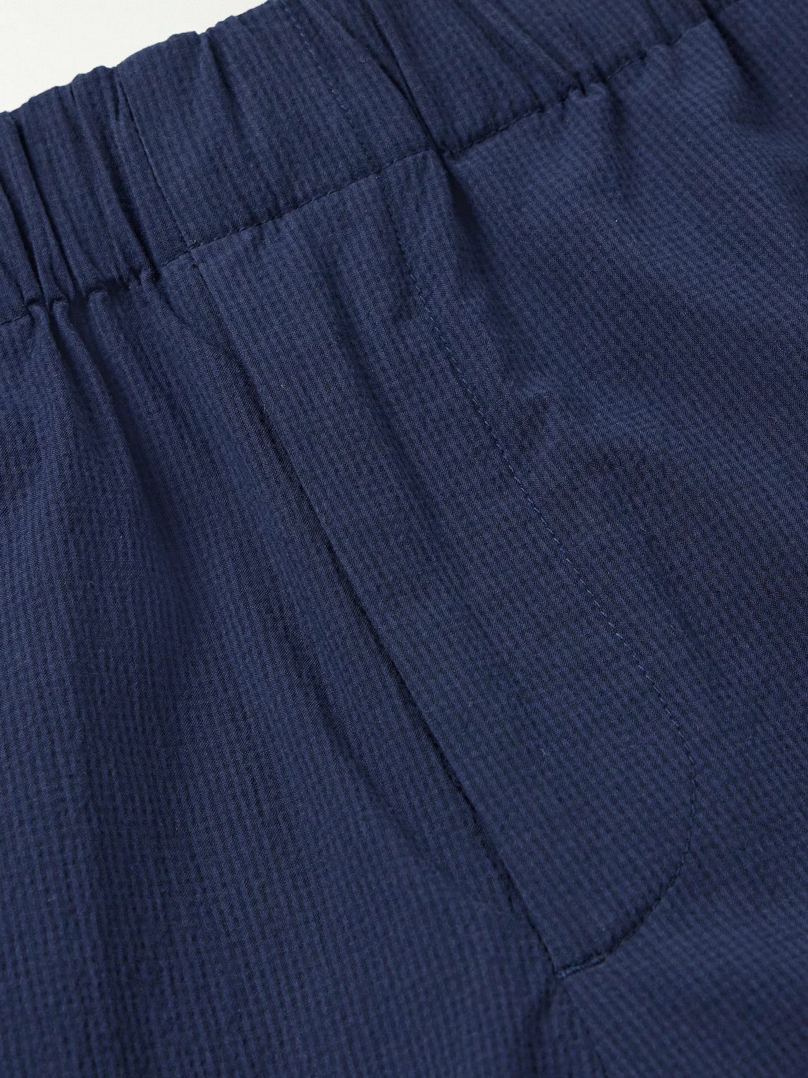 Club Monaco - Straight-Leg Cotton-Blend Seersucker Trousers - Blue