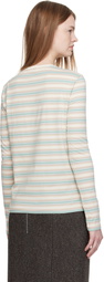 AURALEE Blue & Beige Gradient Stripe Jersey L/S T-shirt