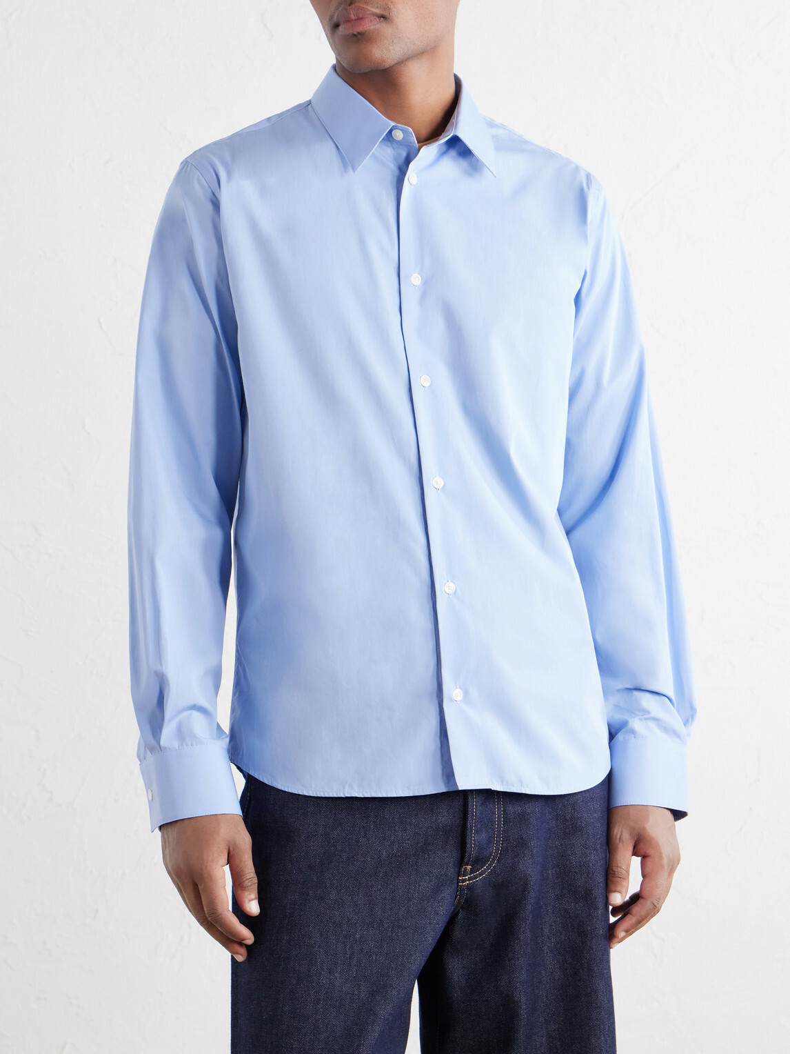 AMI PARIS - Tailor Logo-Embroidered Cotton-Poplin Shirt - Blue