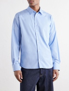 AMI PARIS - Tailor Logo-Embroidered Cotton-Poplin Shirt - Blue