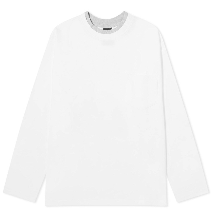Photo: FrizmWORKS Men's Double Neck Longsleeve Pocket T-shirt in White