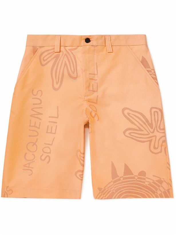Photo: Jacquemus - Logo-Print Straight-Leg Cotton-Canvas Shorts - Orange