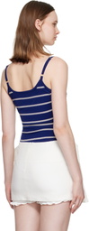 SHUSHU/TONG Blue Striped Knit Tank Bodysuit