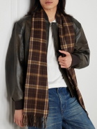CELINE - Checked Fringed Cashmere Scarf