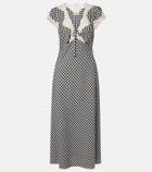 Rixo Amari lace-trimmed checked midi dress