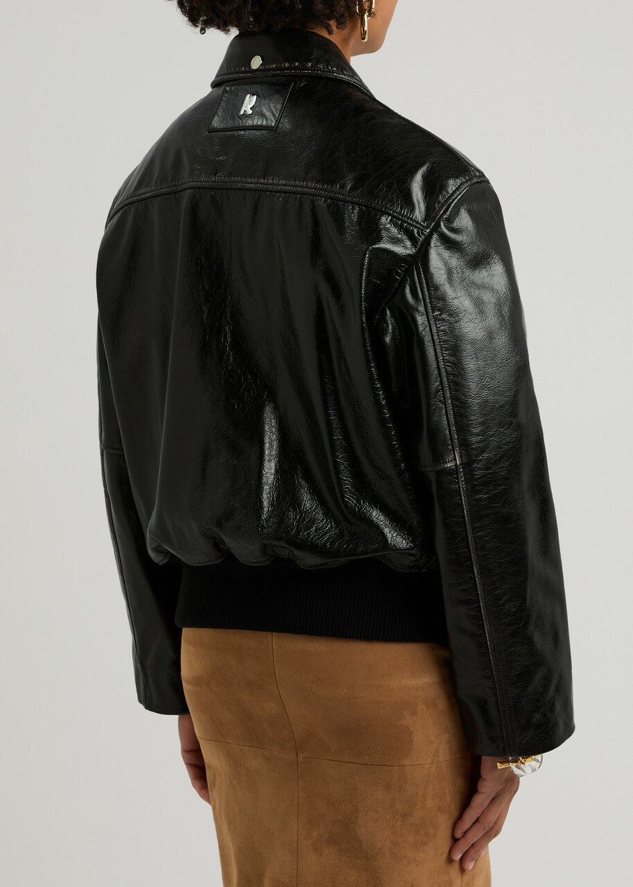 Rabanne Leather Bomber Jacket Black