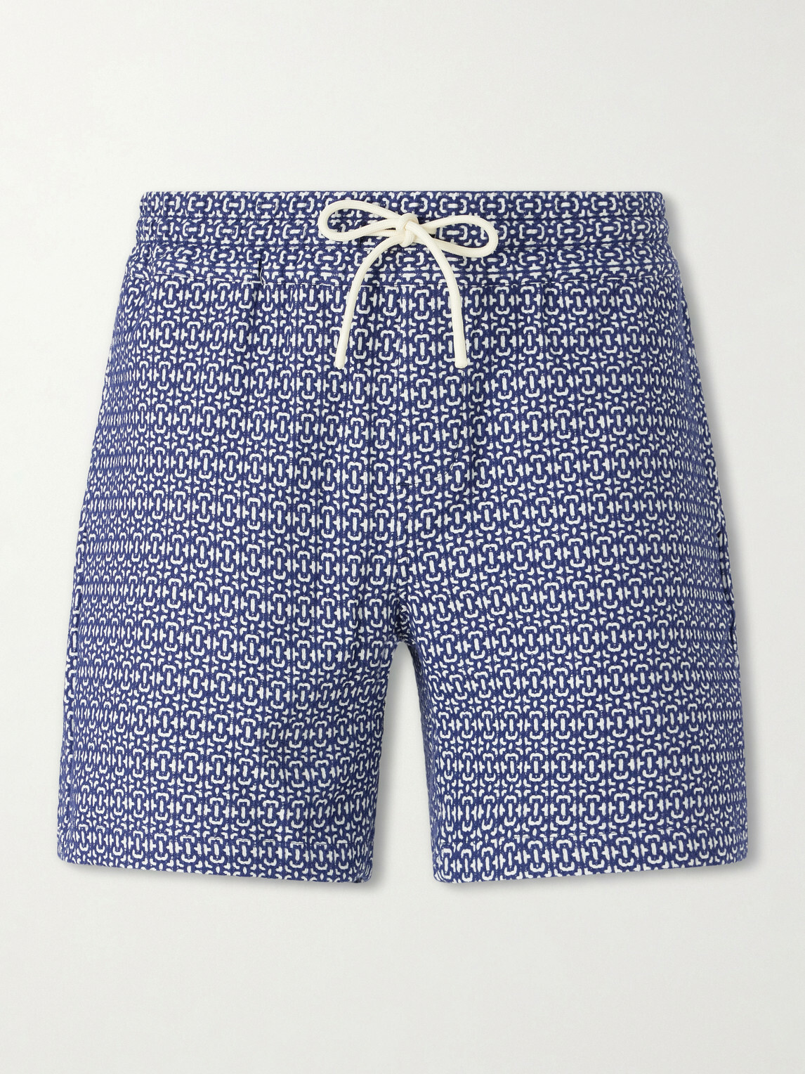 Portuguese Flannel - Abstract Tile Straight-Leg Cotton Shorts - Blue