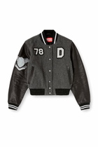 Diesel Cropped varsity jacket in wool and leather - Leather jackets Womens in Multicolor