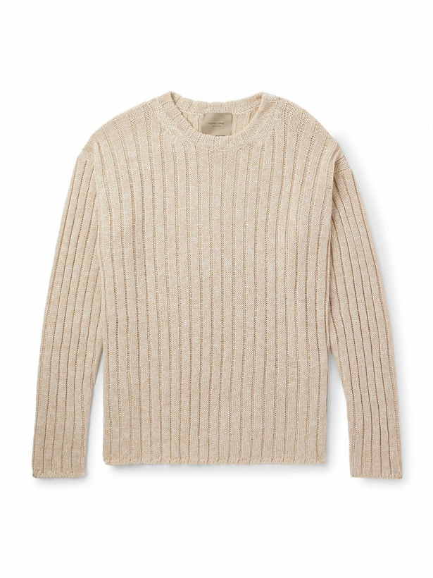 Photo: Federico Curradi - Ribbed Linen and Organic Cotton-Blend Sweater - Neutrals