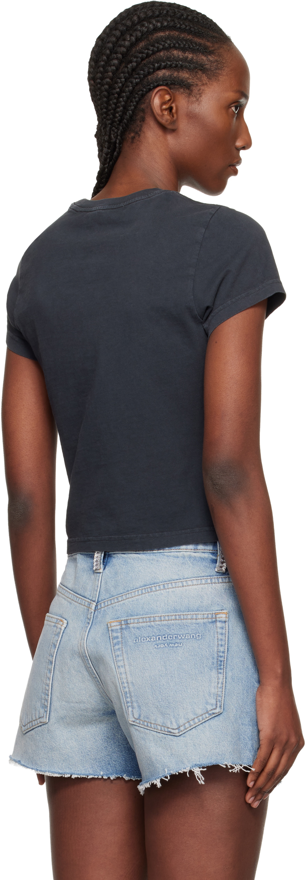 Alexander Wang Black Reflective Halo Print Logo T-shirt
