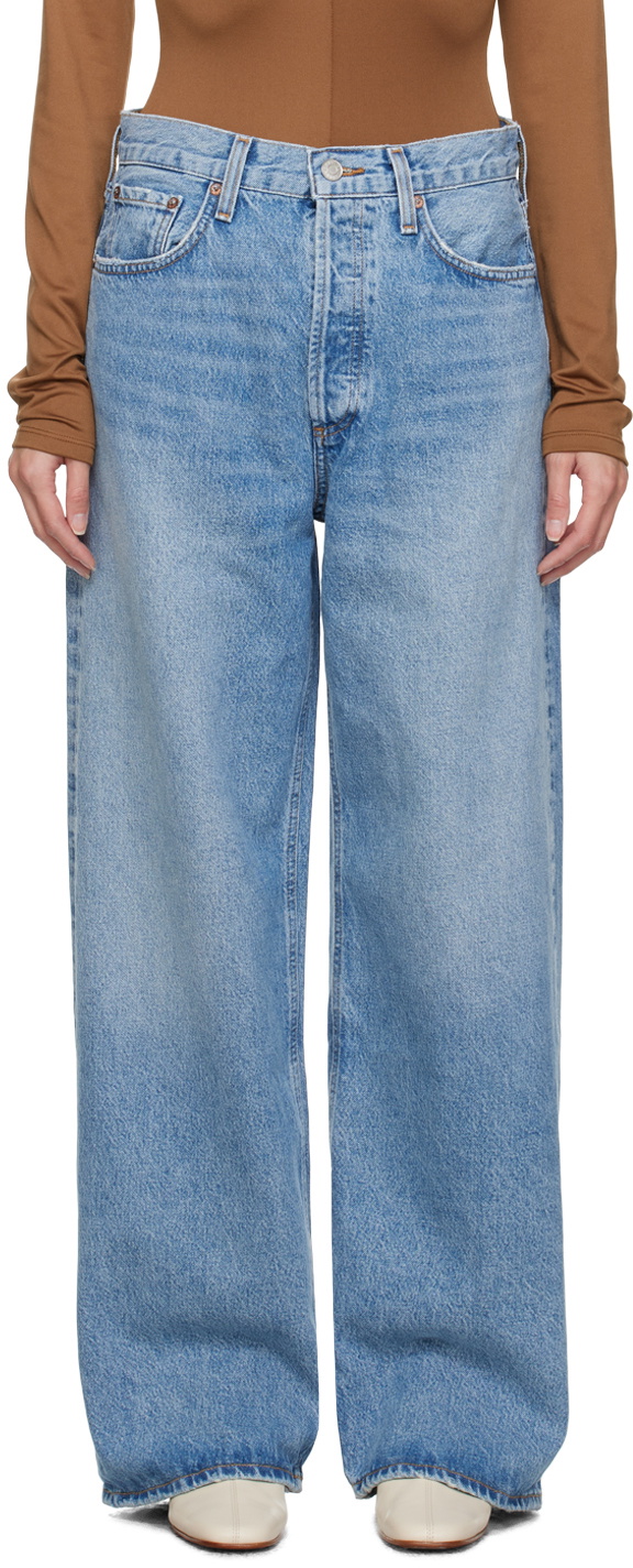 AGOLDE Blue Low Slung Baggy Jeans AGOLDE