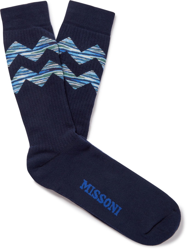 Photo: Missoni - Patterned Cotton-Blend Socks - Blue