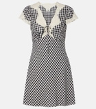 Rixo Lacie lace-trimmed checked crêpe minidress