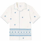 Wax London Men's Didcot Daisy Embroidery Vacation Shirt in Ecru/Blue