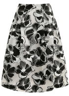 Stine Goya Floral-jacquard Organza Midi Skirt Black And White