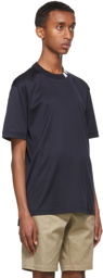 Thom Browne Navy Interlock 4-Bar Mock Neck T-Shirt