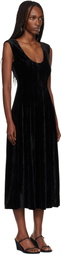 GUIZIO Black Leila Velvet Midi Dress