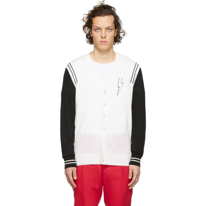 Photo: Neil Barrett Black and Off-White Varsity Cardigan