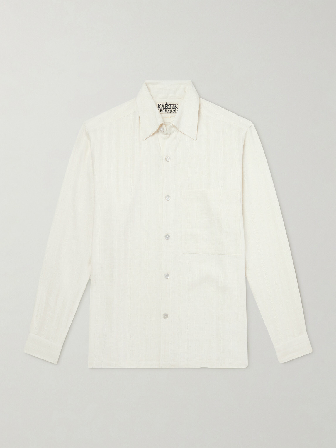 Kartik Research - Pataudi Striped Silk Shirt - White