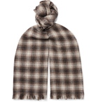 Mr P. - Fringed Checked Wool and Cashmere-Blend Scarf - Neutrals