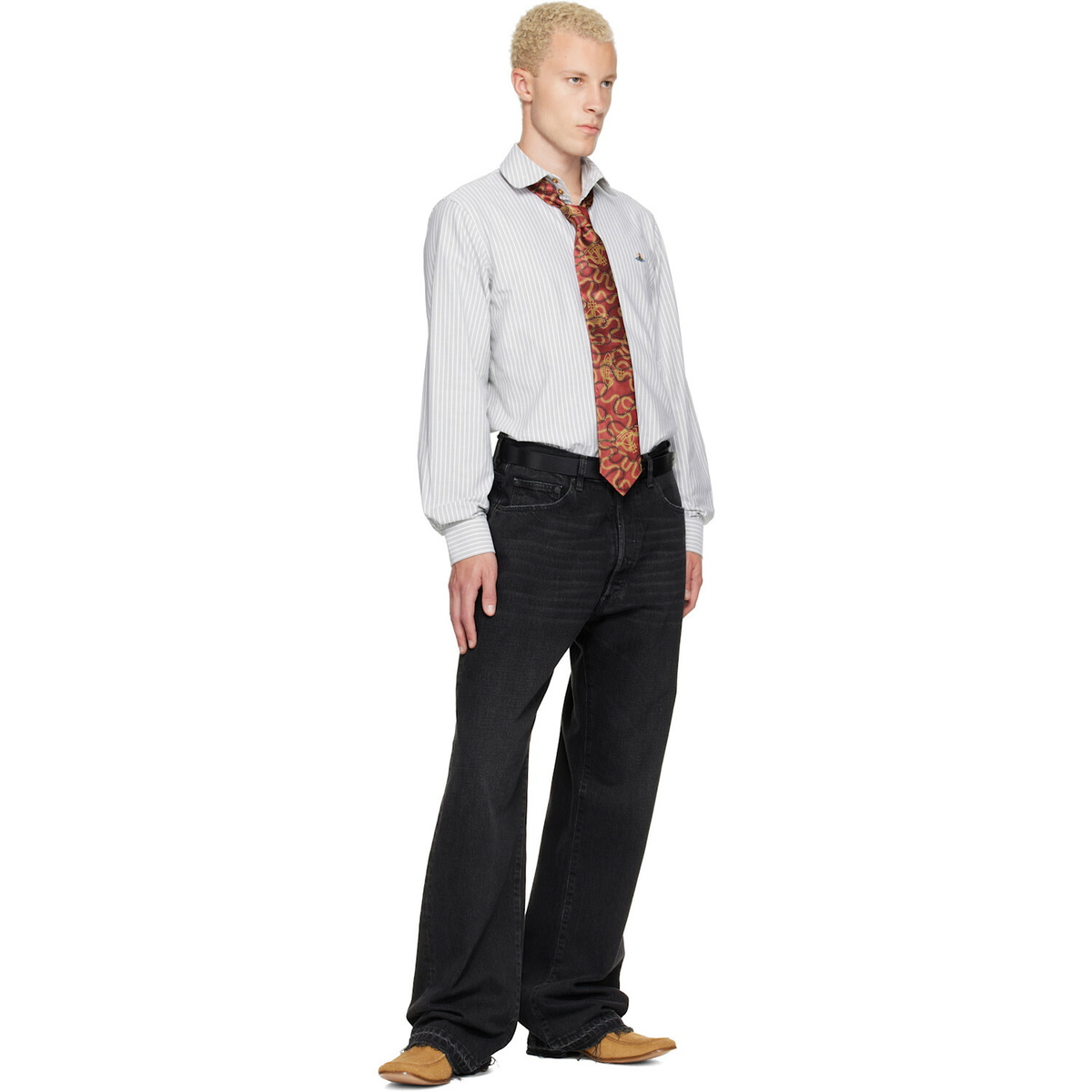 Vivienne Westwood White & Green Two Button Krall Shirt