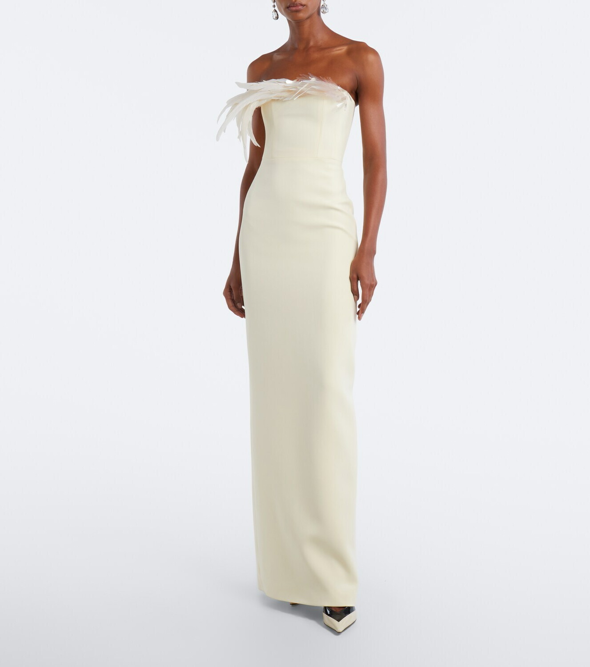 David Koma Feather-trimmed bustier gown