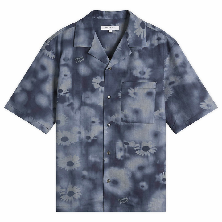 Photo: Maison Kitsuné Men's Photo Flower Resort Shirt in Juniper Berry Print