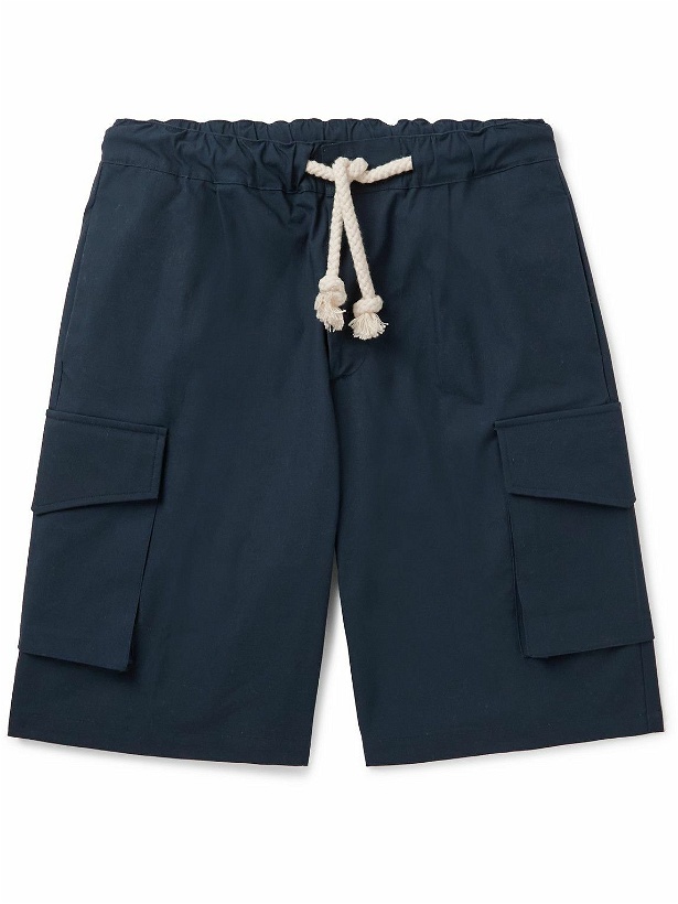 Photo: DOPPIAA - Straight-Leg Cotton-Blend Ripstop Cargo Shorts - Blue