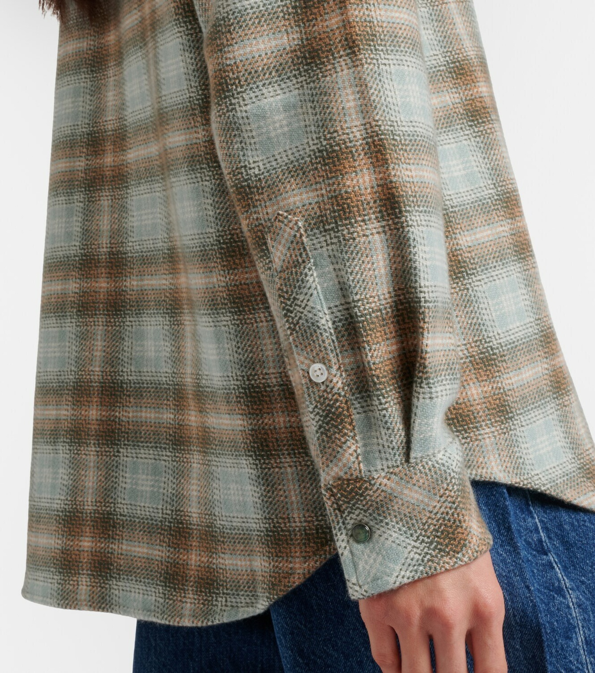 God's True Cashmere Joy Tartan cashmere shirt with emerald