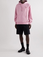 AMI PARIS - Logo-Embroidered Organic Cotton-Jersey Hoodie - Pink