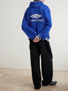 Balenciaga - Logo-Embroidered Cotton-Jersey Hoodie - Blue