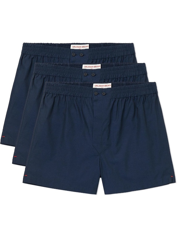 Photo: Orlebar Brown - Three-Pack Cotton Boxer Shorts - Blue