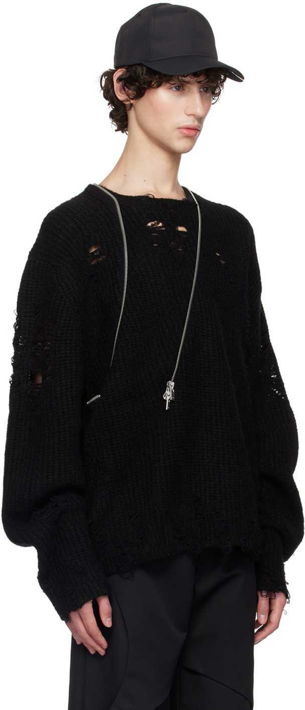 HELIOT EMIL Black Distressed Sweater