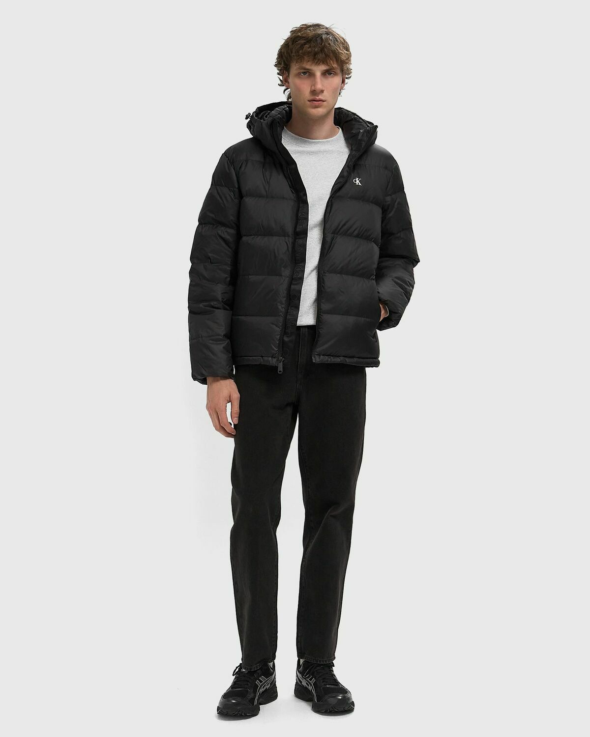 Calvin Klein Jeans LS NYLON ZIP OFF HOOD DOWN PUFFER JACKET Black Mens Down & Puffer Jacket