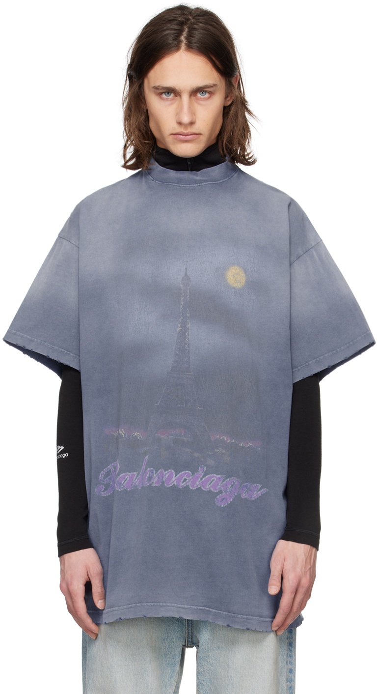 Photo: Balenciaga Blue Paris Moon T-Shirt